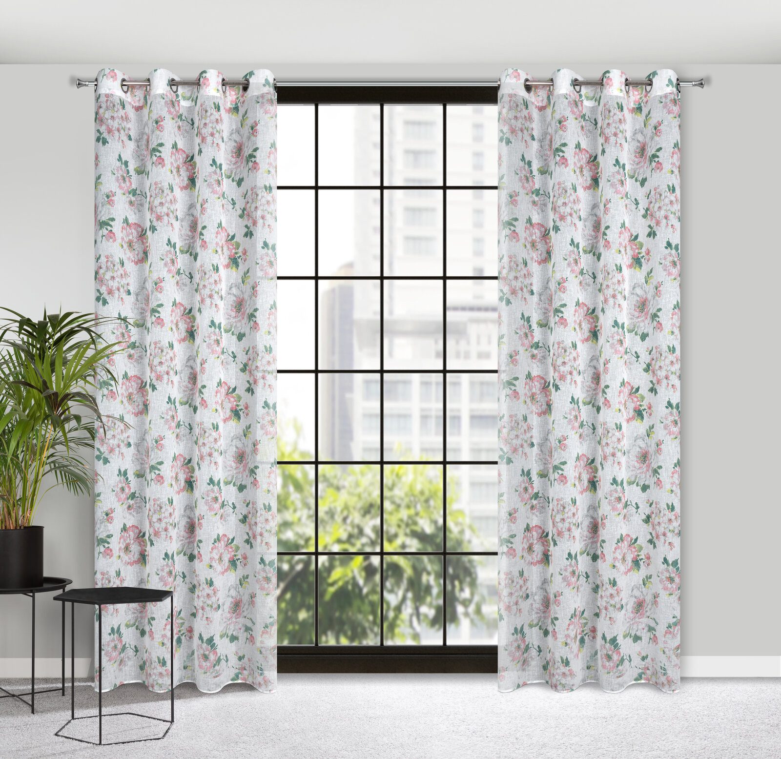 Eurofirany Gardine Landhaus Gardinen mit Blumenmuster günstig online kaufen