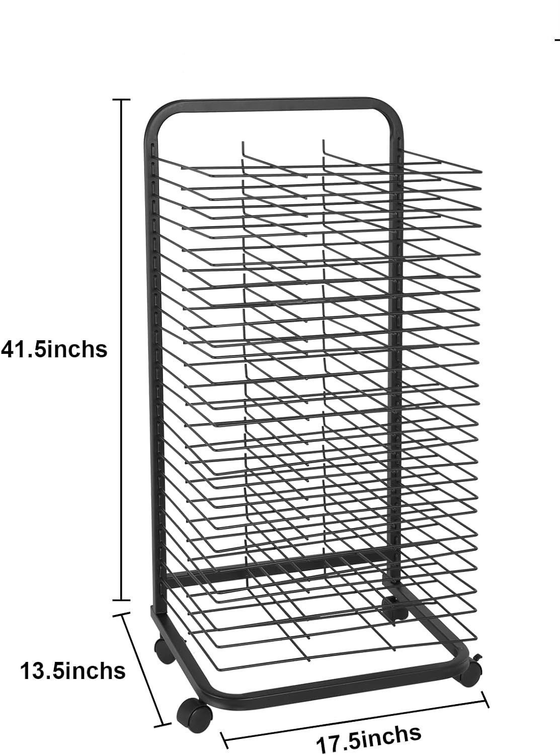 GarveeMore Staffelei Kunstregal mit abnehmbaren Regalen, Metallkunstlagerregal mit Rädern