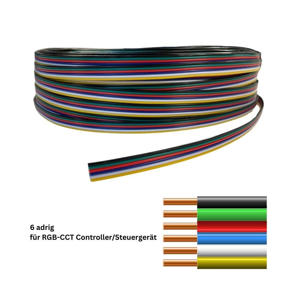 ENERGMiX LED Stripe 6 adrig CCT RGB RGBW RGBCW 2-6 Adern Verlängerungskabel Anschlusskabel, Anschlusskabel Flachkabel 6-adrig für 12v 24v RGB-CCT LED Streifen