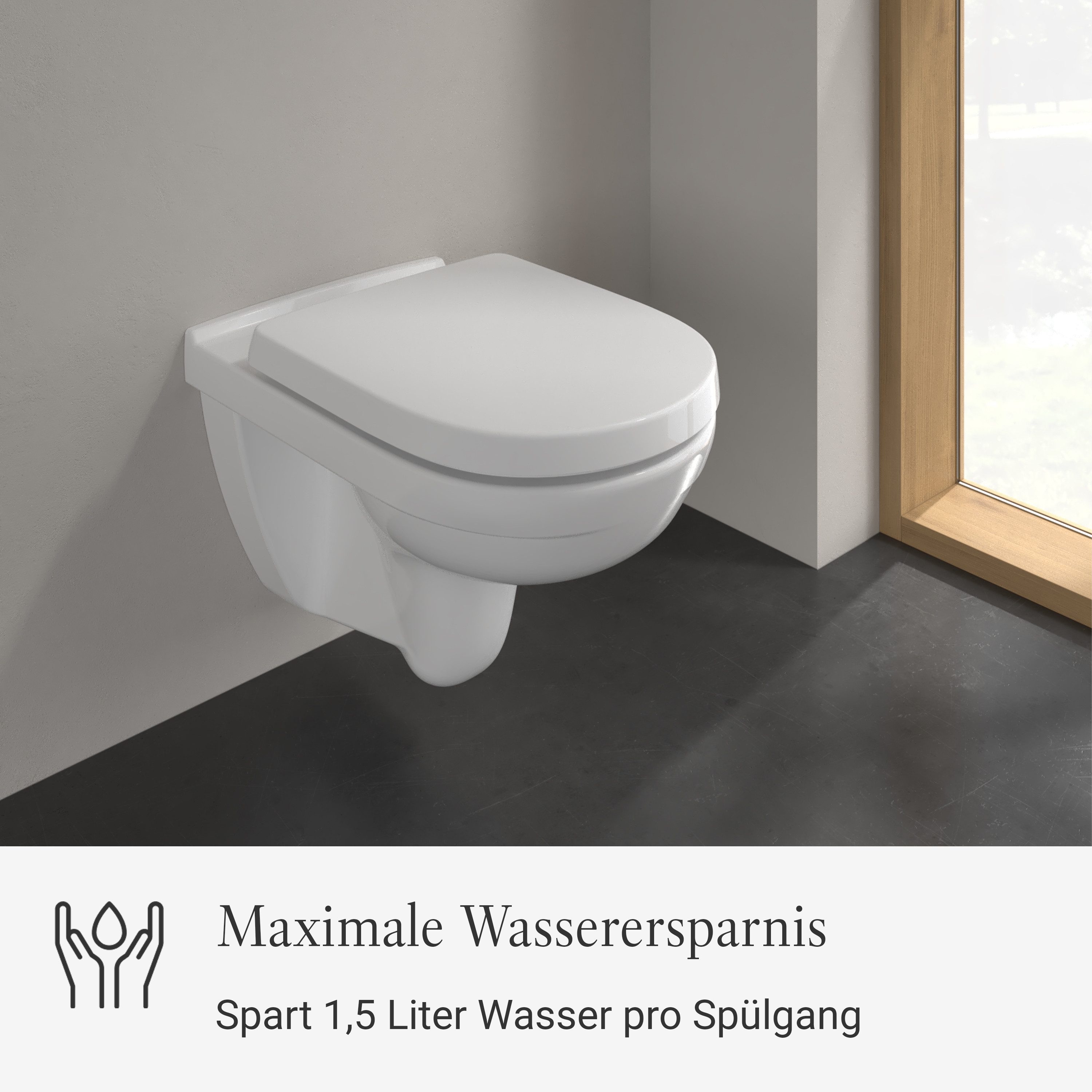 Villeroy & Boch Tiefspül-WC O.novo, wandhängendes WC- Set mit WC-Sitz, spülrandlos, Weiß Alpin