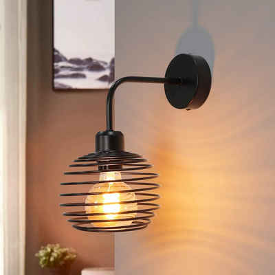 ZMH Wandleuchte Vintage Innen Wandlampe Retro Wandbeleuchtung Schwarz Flurlampe E27, ohne Leuchtmittel, Nicht dimmbar
