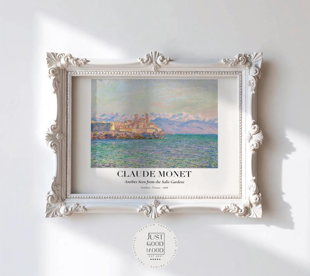 JUSTGOODMOOD Poster Claude Monet Antibes Frankreich 1888 Mittelmeer Küste Kunst mpressioni, (1 St)