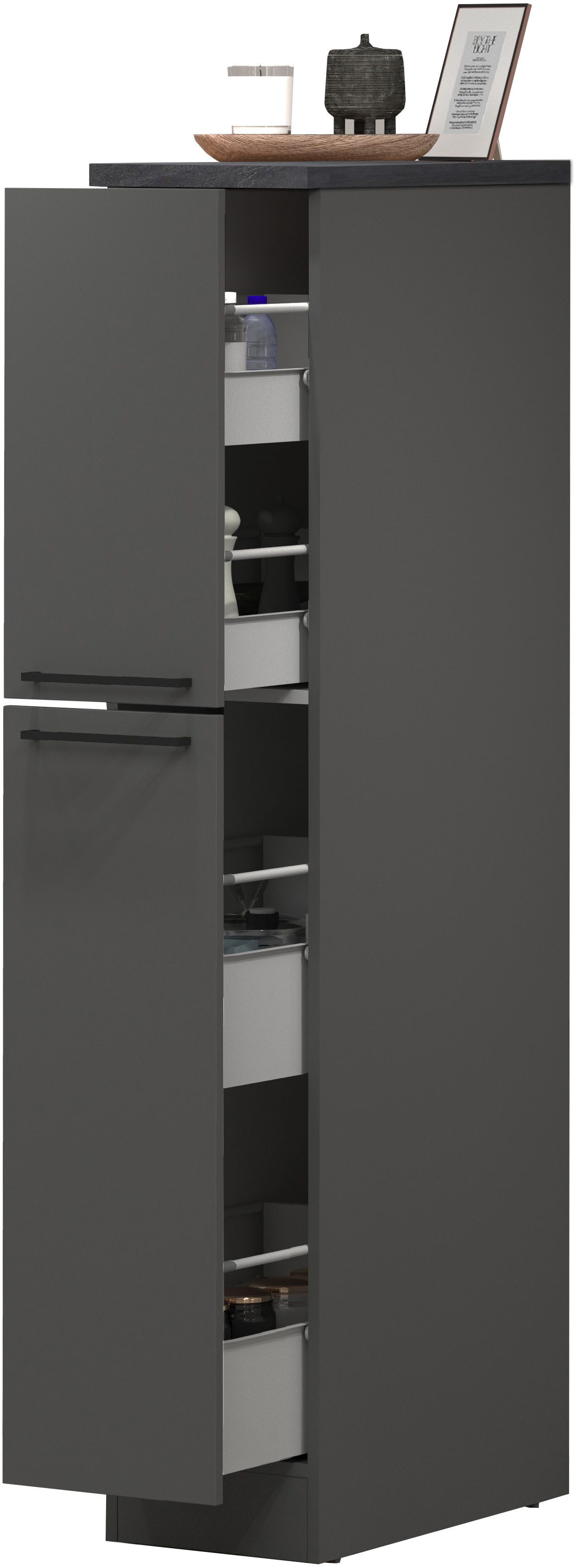 KOCHSTATION Apothekerschrank KS-Sole Breite 30 cm, 2 Auszüge, 4 Fächer