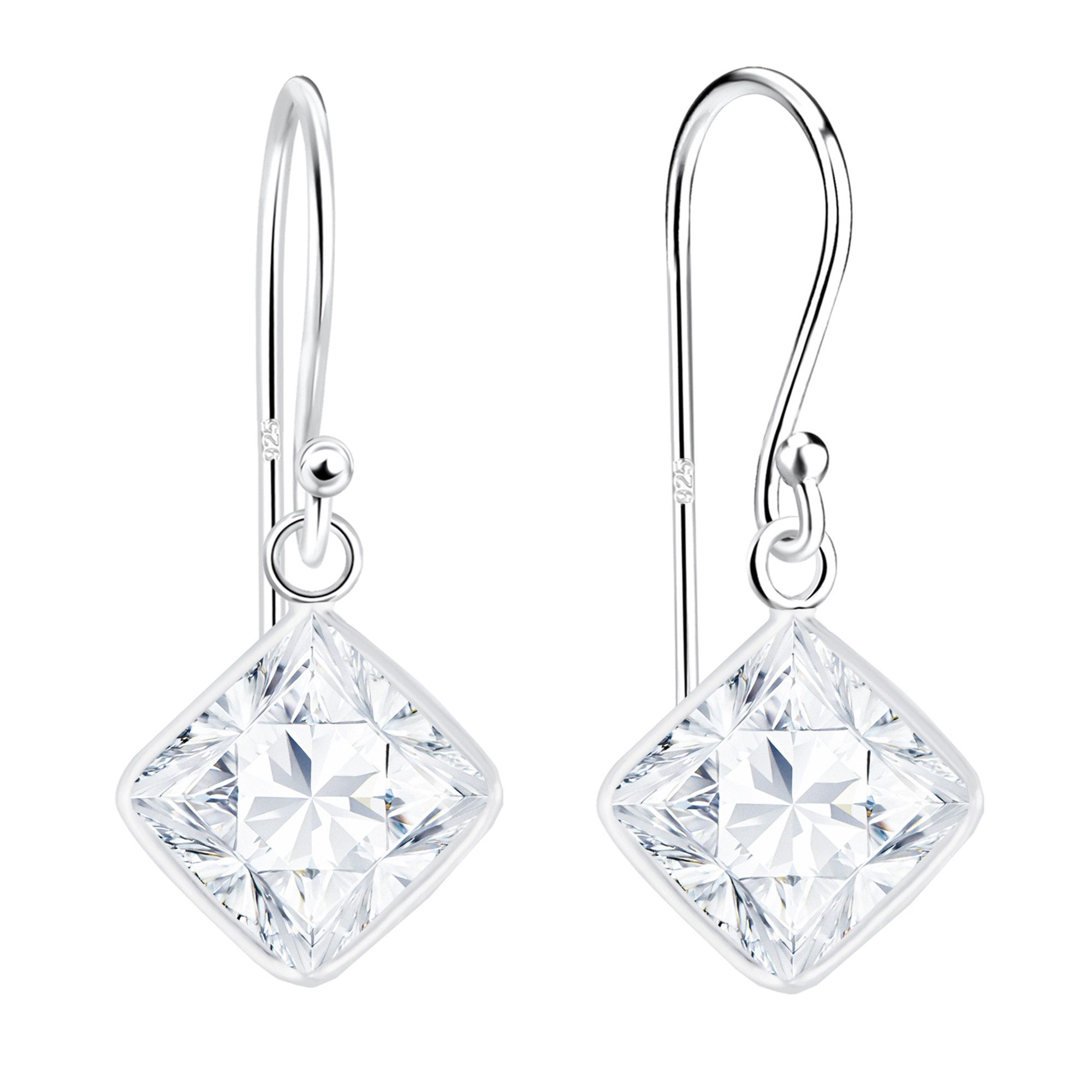 LÖB Paar Ohrhänger 925 Silber Ohrhänger Ohrringe Hängend Viereck Zirkonia S günstig online kaufen