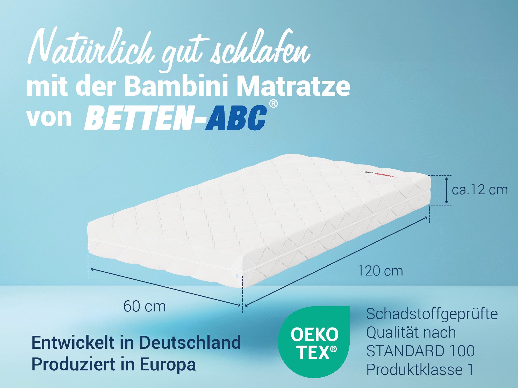Kindermatratze Betten-ABC Bambini - mit waschbarem Bezug, Betten-ABC, 12 cm günstig online kaufen