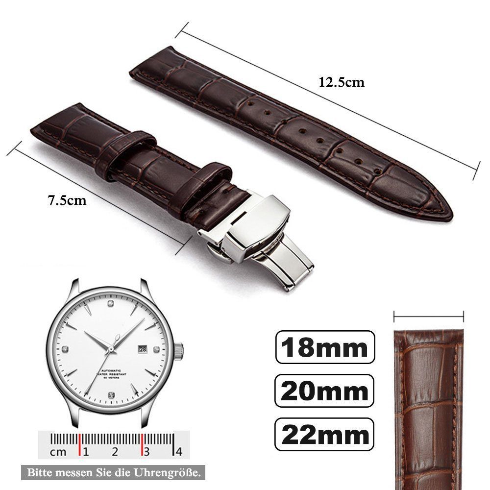 BTTO Uhrenarmband Leder Uhrenarmband Erhältlich, 18mm/20 mm/22 mm Breiten, günstig online kaufen