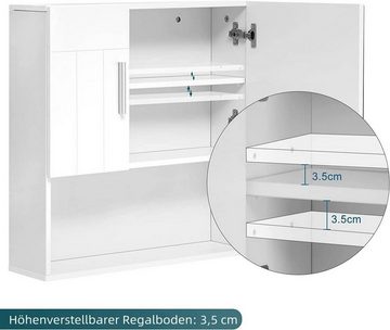 EUGAD Spiegelschrank (1-St) mit Tür, 5 Fächern, aus E1-MDF, Weiß, 54x55x15cm