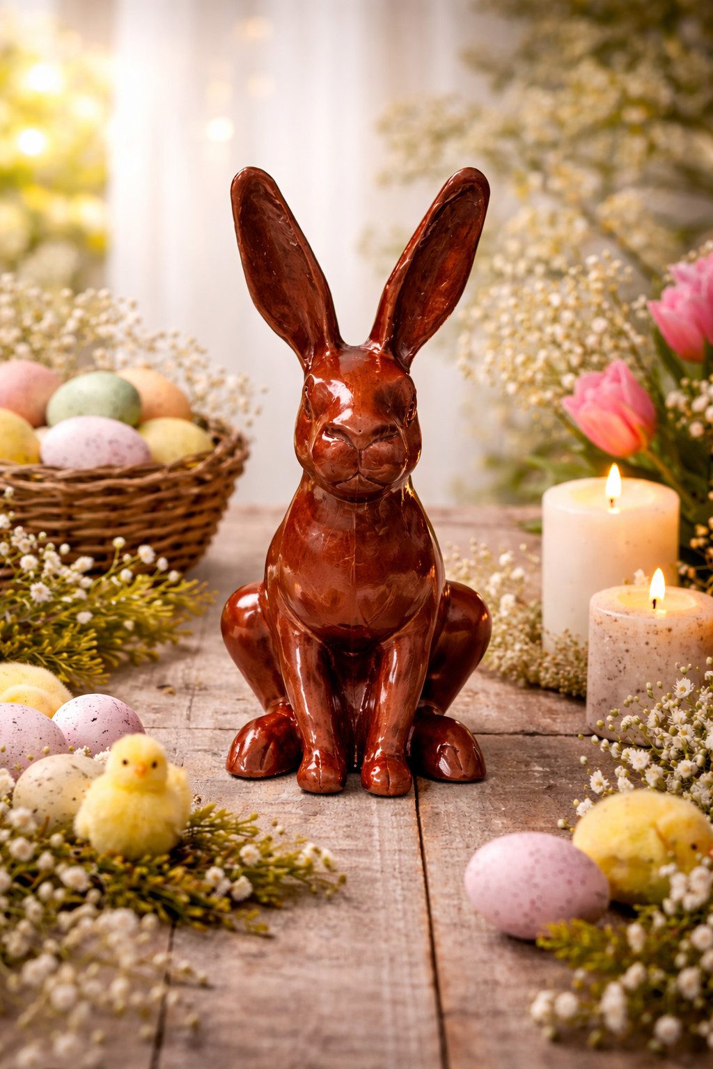 Rungassi Blumentopf Edle Osterdekoration Hase 28 cm Braun Hochwertige Frühlingsdeko