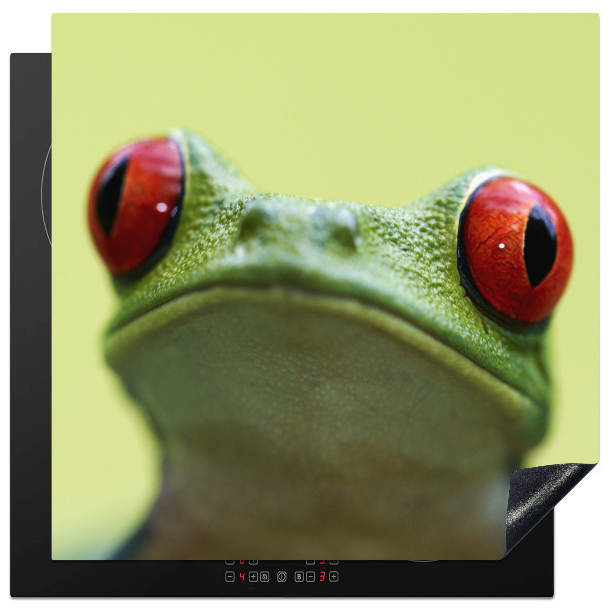 Frosch küche Arbeitsplatte für (1 tlg), Reptil MuchoWow Ceranfeldabdeckung, Vinyl, Rot, - Herdblende-/Abdeckplatte 78x78 cm, -