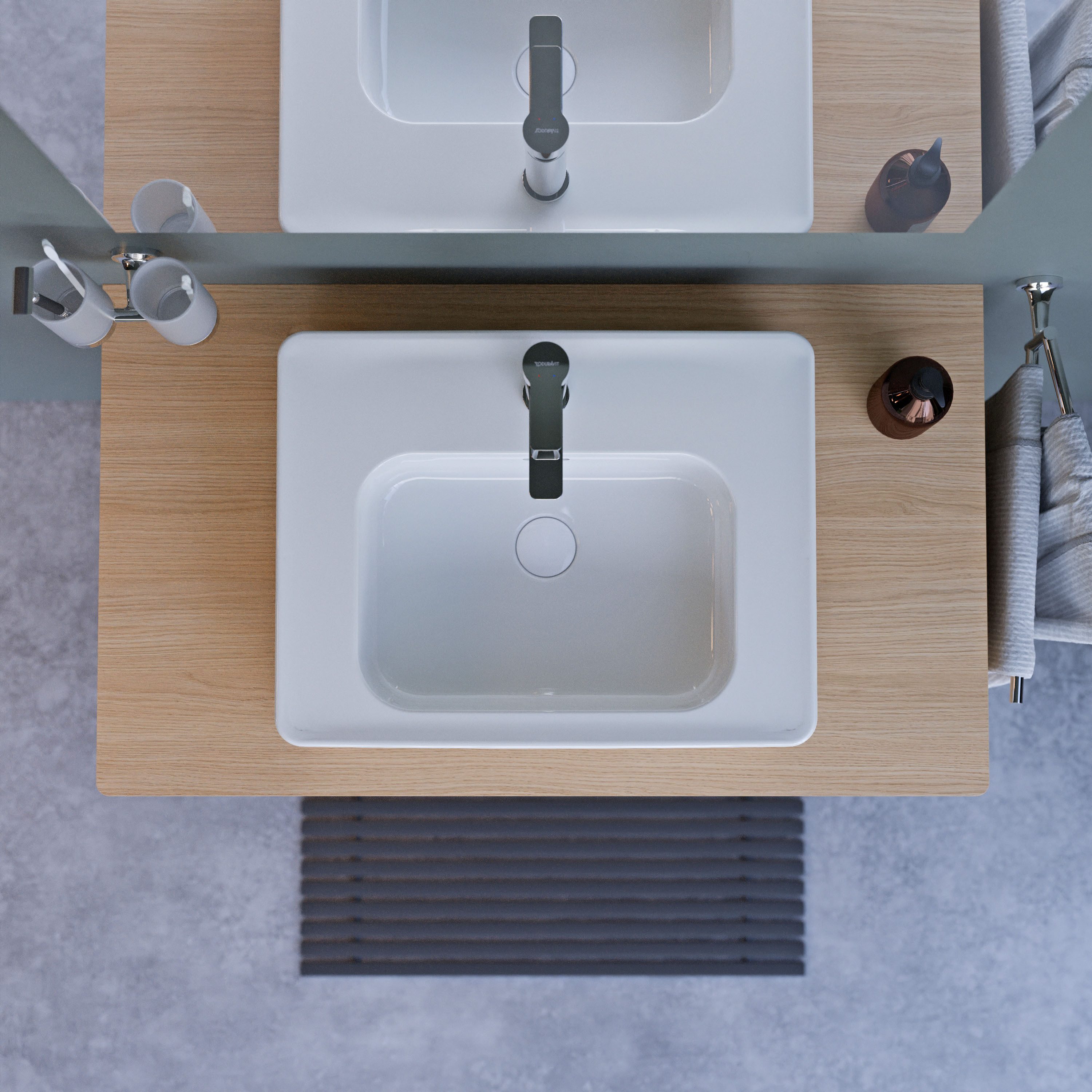 Duravit Aufsatzwaschbecken Soleil 56cm Weiß hochglanz, Duravit Soleil Aufsatzwaschbecken 56cm Keramik weiß