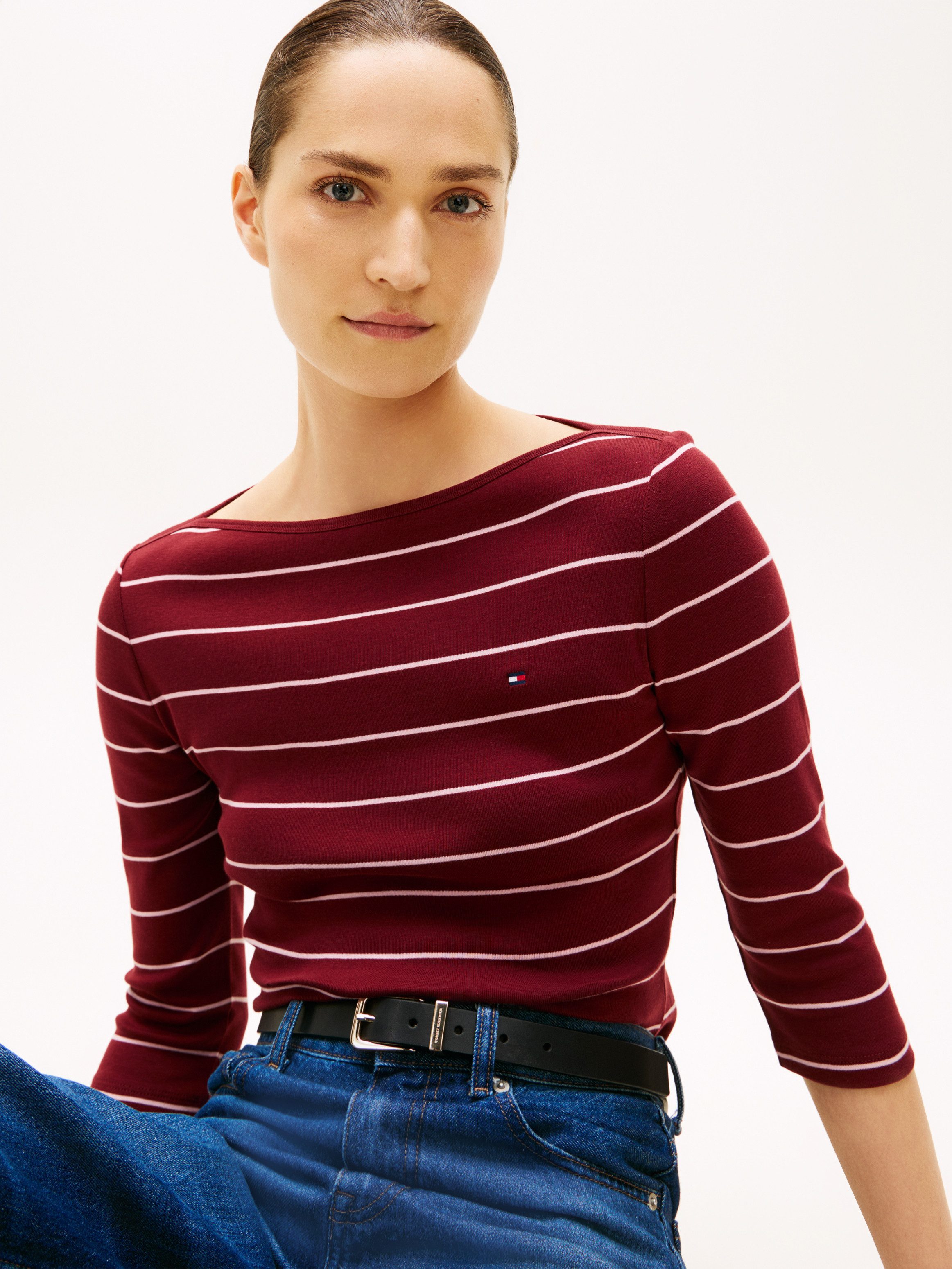 Tommy Hilfiger 3/4-Arm-Shirt NEW CODY SLIM BOAT-NECK mit Logostickerei – Bild 2 von 5