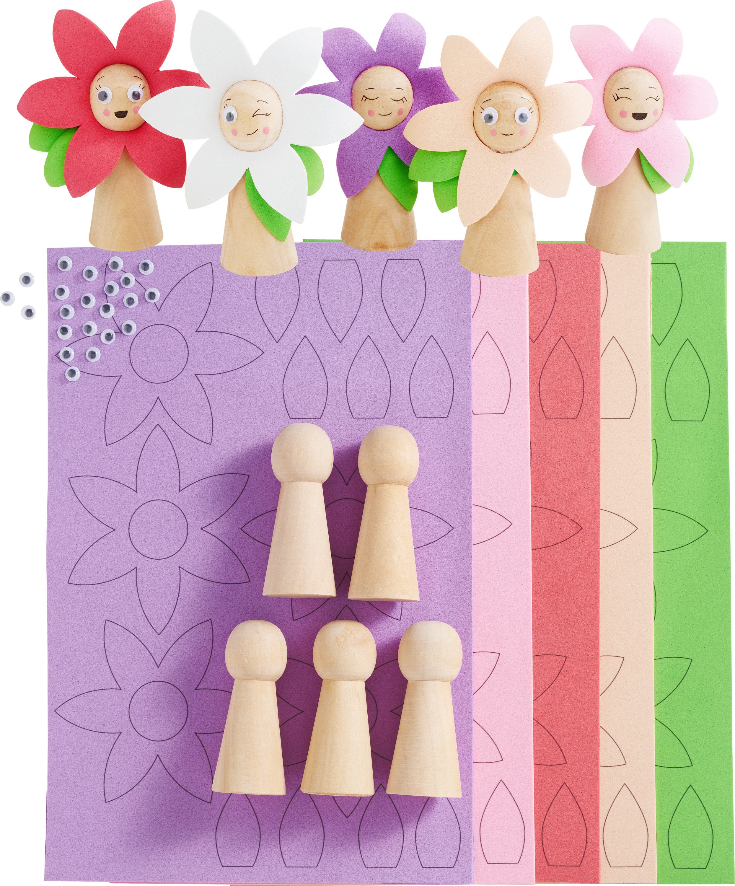 VBS Kreativset Bastelset 'Frühlings-Blümchen', 5 Stück