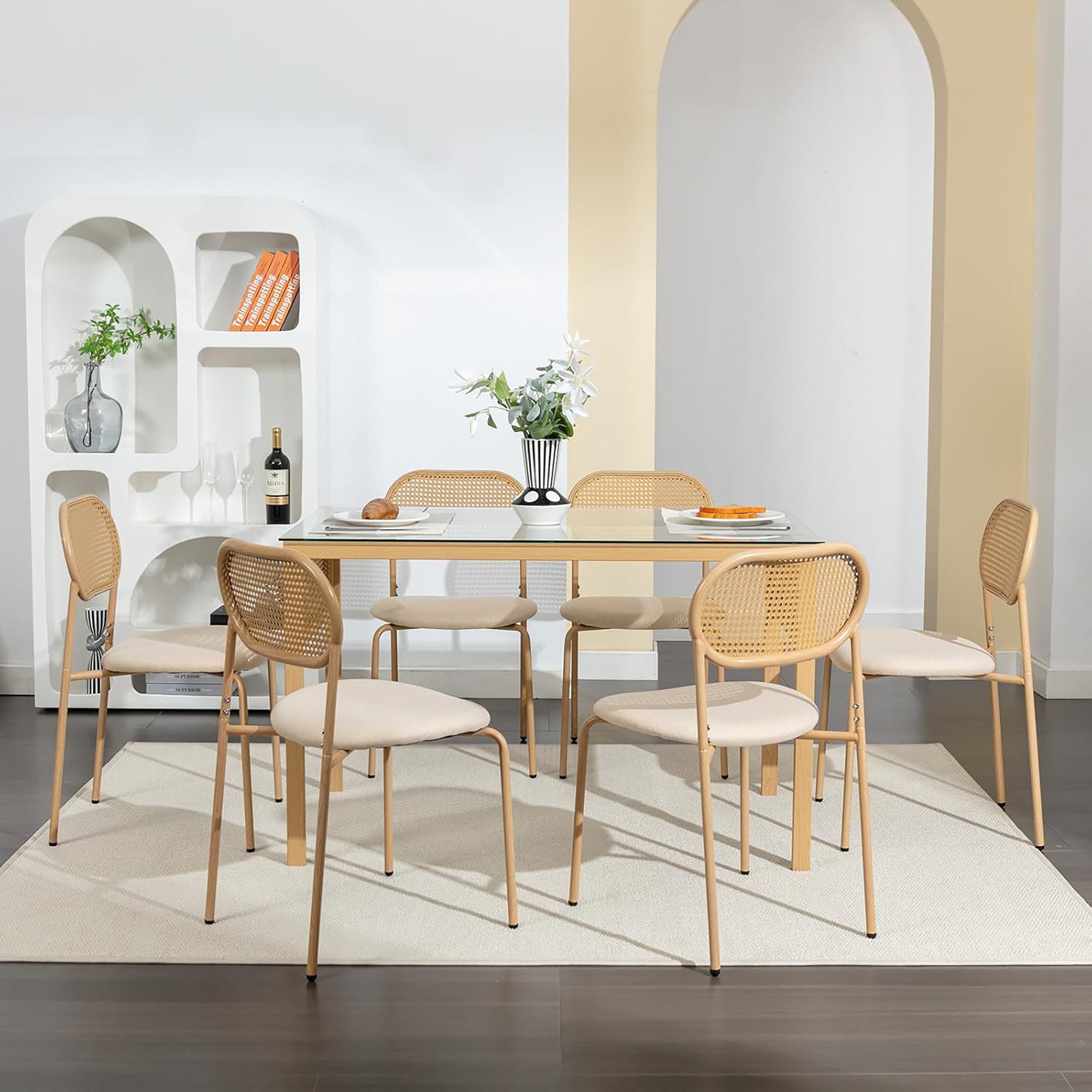 PXloue Esszimmerstuhl Rattanstuhl Polsterstuhl Wohnzimmerstuhl (Set), günstig online kaufen