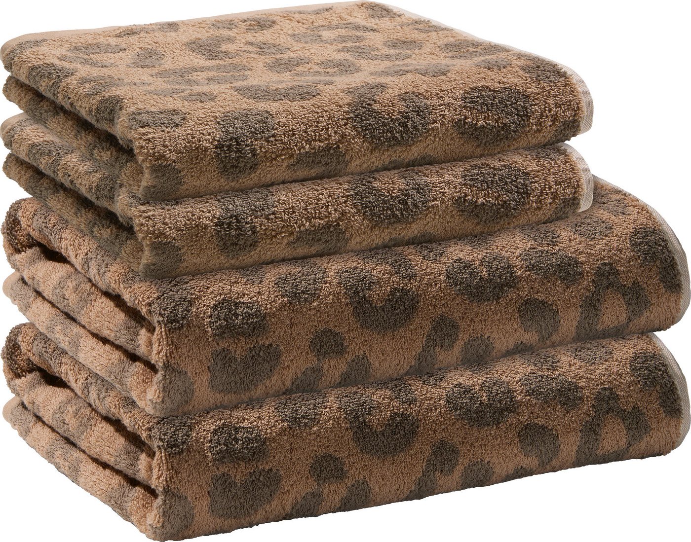 Erwin Müller Handtuch Frottier-Set "Leo" 4-teilig, Frottier/Jacquard, Walk-Frottier Ornamente/gemustert: Leo