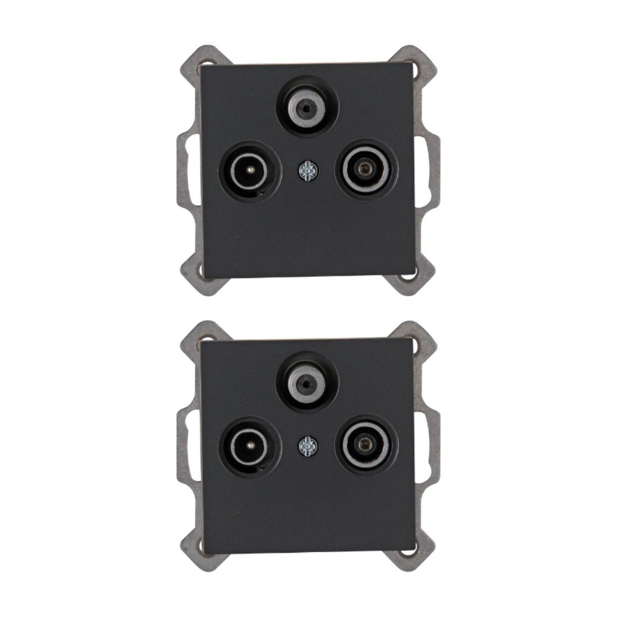 Kopp Kopp Athenis Antennensteckdose 3 fach TV RF SAT 941315083 SAT-Antenne (Kunststoff, 2X Antennendose Abdeckung Rahmen)