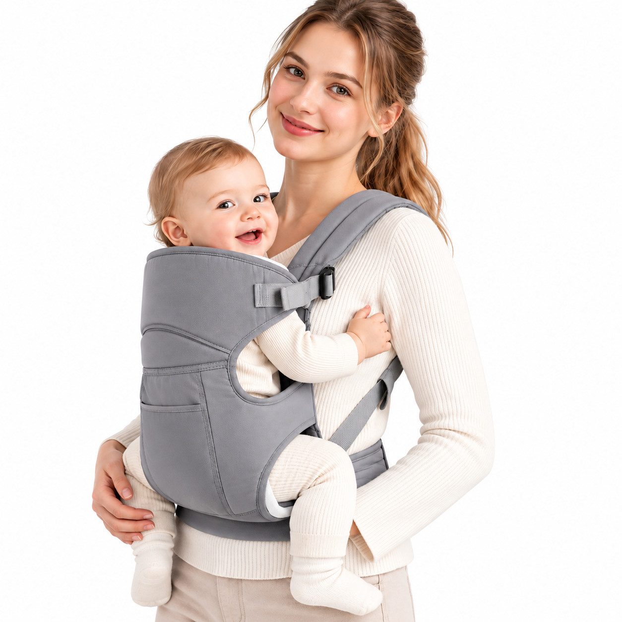 Fyrove Babytrage Babytrage Neugeborene ab Geburt, Kleinkindtrage (Ergobaby Babytrage mit Ein-Klick-Schnalle, ergonomische M-Position, X-Rücken, für 3,2–20 kg), tragetuch baby neugeboren), babytrage neugeborene ab geburt