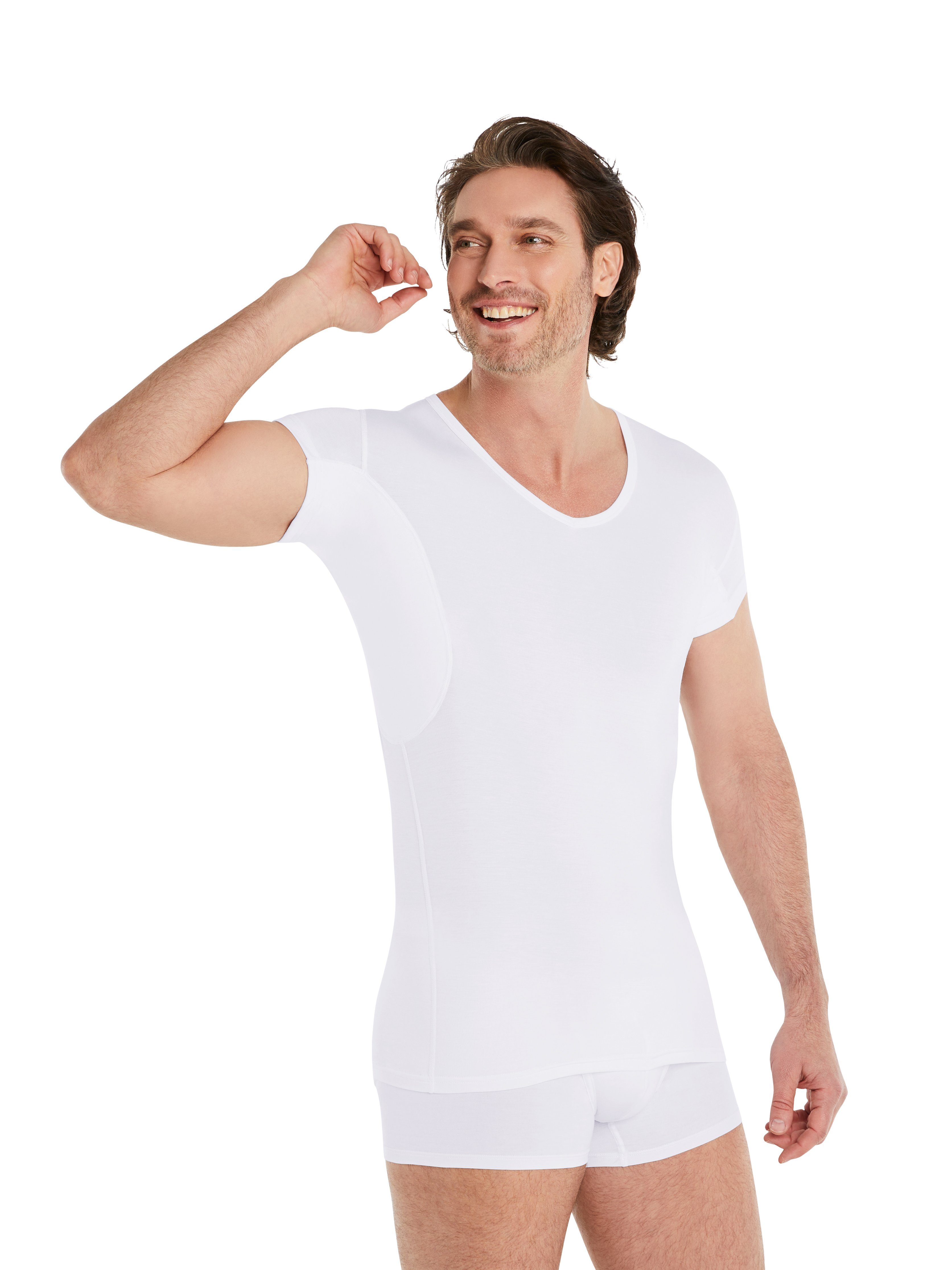 FINN Design Anti-Schweiß Herren extra Unterhemd Polo-Shirts unter mit mit verkürztem kurzen - Unterhemd Ärmeln und Kurzarm-Hemden Ärmel Perfekt