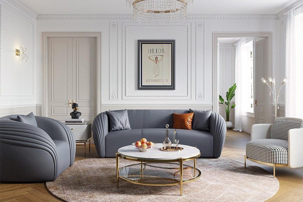 Xlmoebel Polstergarnitur Grau Sofa-Set mit hochwertigem Polster und modernem Design, (3+2 Sitzer, 2-tlg., 3+2 Sitzer), Hergestellt in Europa