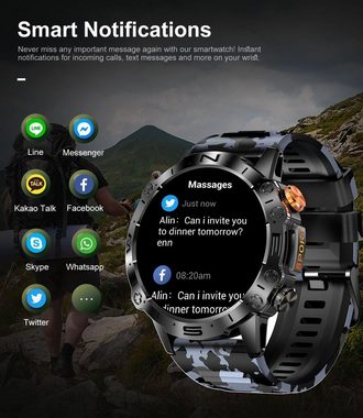 Lige Smartwatch (1,43 Zoll, Android, iOS), Herren mit AMOLED Touchscreen,100+Sportmodi, Pulsmesser Schlafmonitor