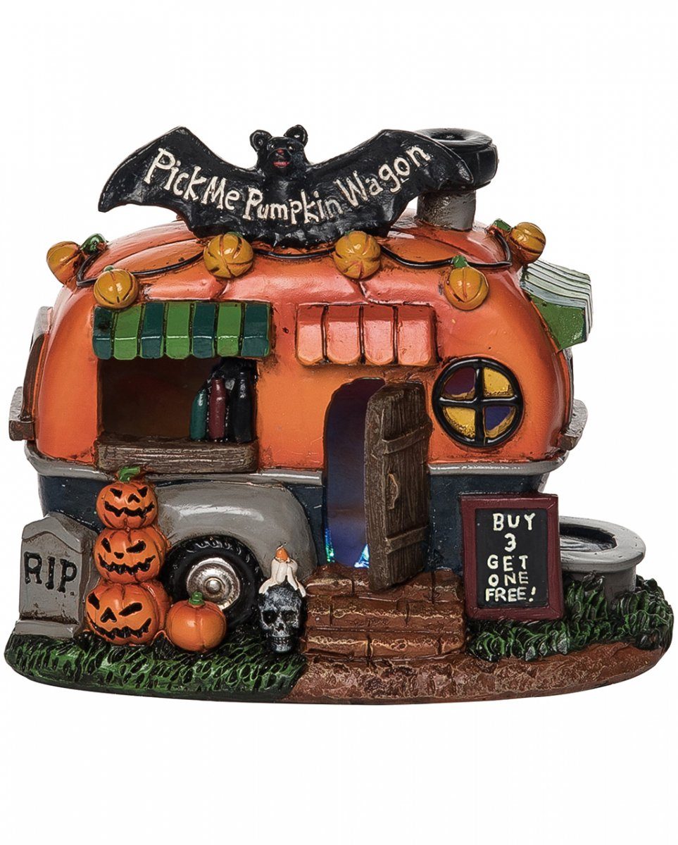 Horror-Shop Dekoobjekt Leuchtender Pick Me Pumpkin Halloween Kürbis Wagen