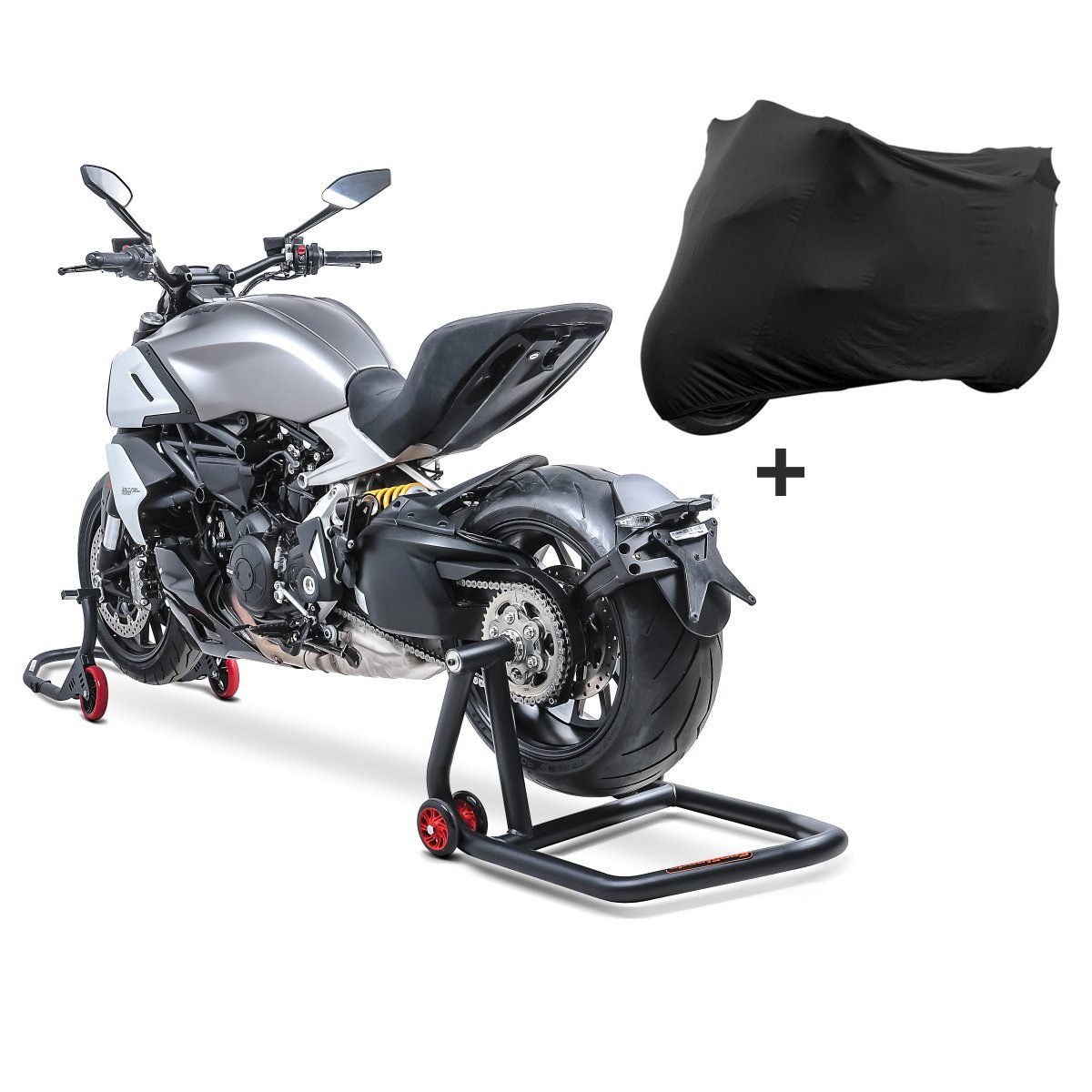 ConStands Motorradheber Set Einarm Montageständer + Abdeckung M-L für Ducati 1198 09-11