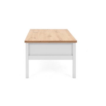 Homestyle4u Couchtisch Sofatisch Wohnzimmertisch Weiß Beistelltisch Tisch Stauraum Holz (kein Set)