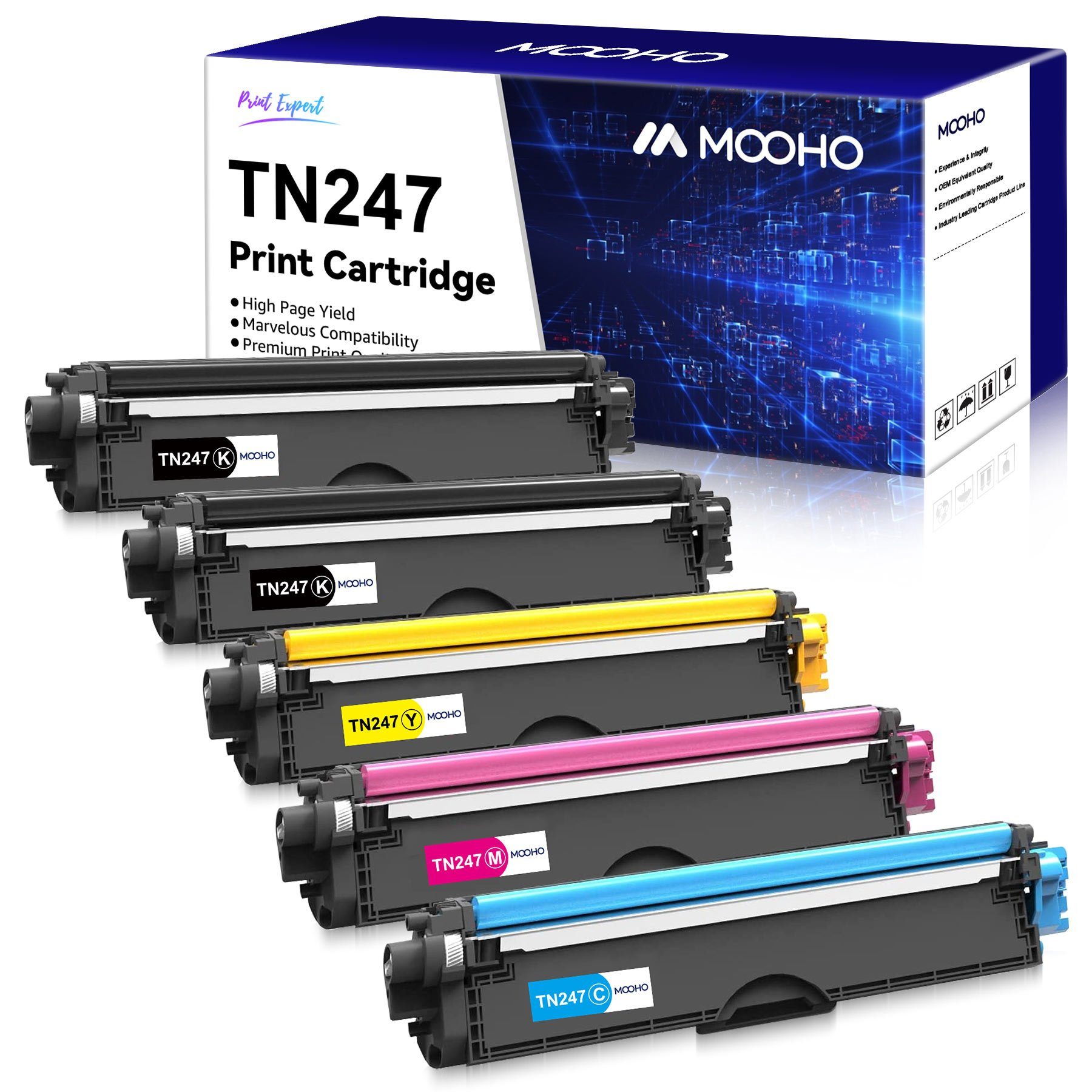 MOOHO Tonerpatrone 5er ersetzt für Brother TN-247 TN247 TN 243 CMYK Toner,  (MFC-L3750CDW DCP-L3550CDW MFC-L3770CDW HL-L3230CDW), HL-L3210CW  HL-L3270CDW MFC-L3710CW MFC-L3730CDN L3510CDW