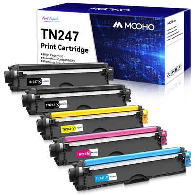 MOOHO Tonerpatrone 5er TN247 ersetzt für Brother TN-247 TN 243BK Toner, (MFC-L3750CDW DCP-L3550CDW MFC-L3770CDW HL-L3230CDW), HL-L3210CW HL-L3270CDW MFC-L3710CW MFC-L3730CDN L3510CDW