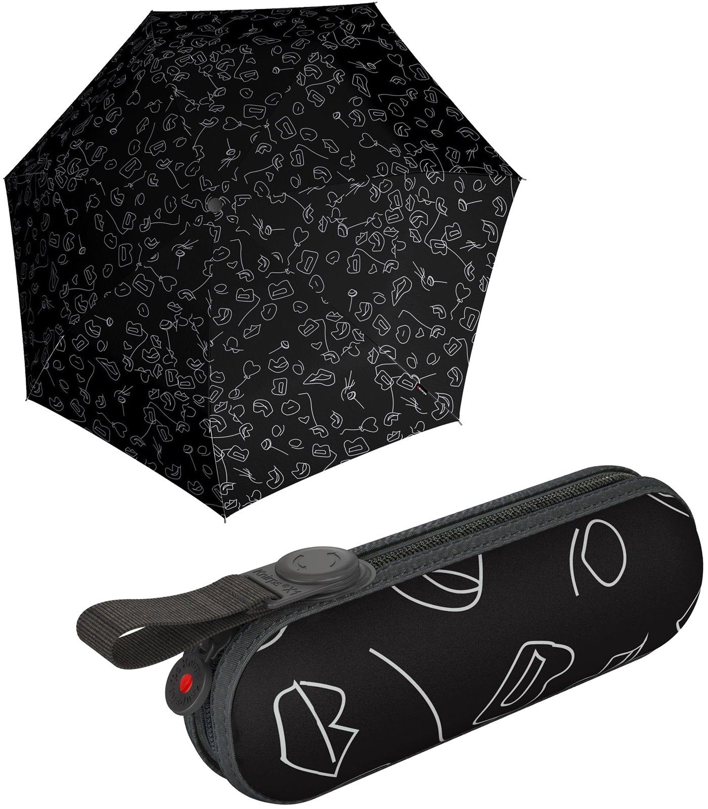 Knirps® Taschenregenschirm X1 mini die Damen-Schirm mit im Befestigungsmöglichkeit durch Etui, Speak Schlaufe