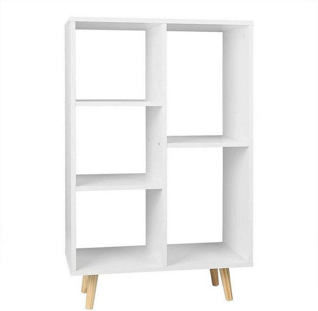 Woltu Bücherregal, 1-tlg., Bücherschrank Standregal Lageregal Aufbewahrungregal Büroregal aus MDF Holz mit 5 Fächern Weiß