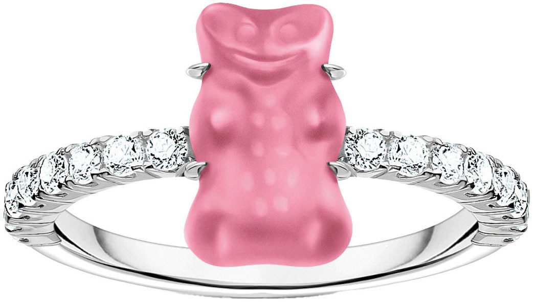 THOMAS SABO Fingerring THOMAS SABO x HARIBO Schmuck: Ring mit Goldbär, mit Kristallglas, Zirkonia (synth)