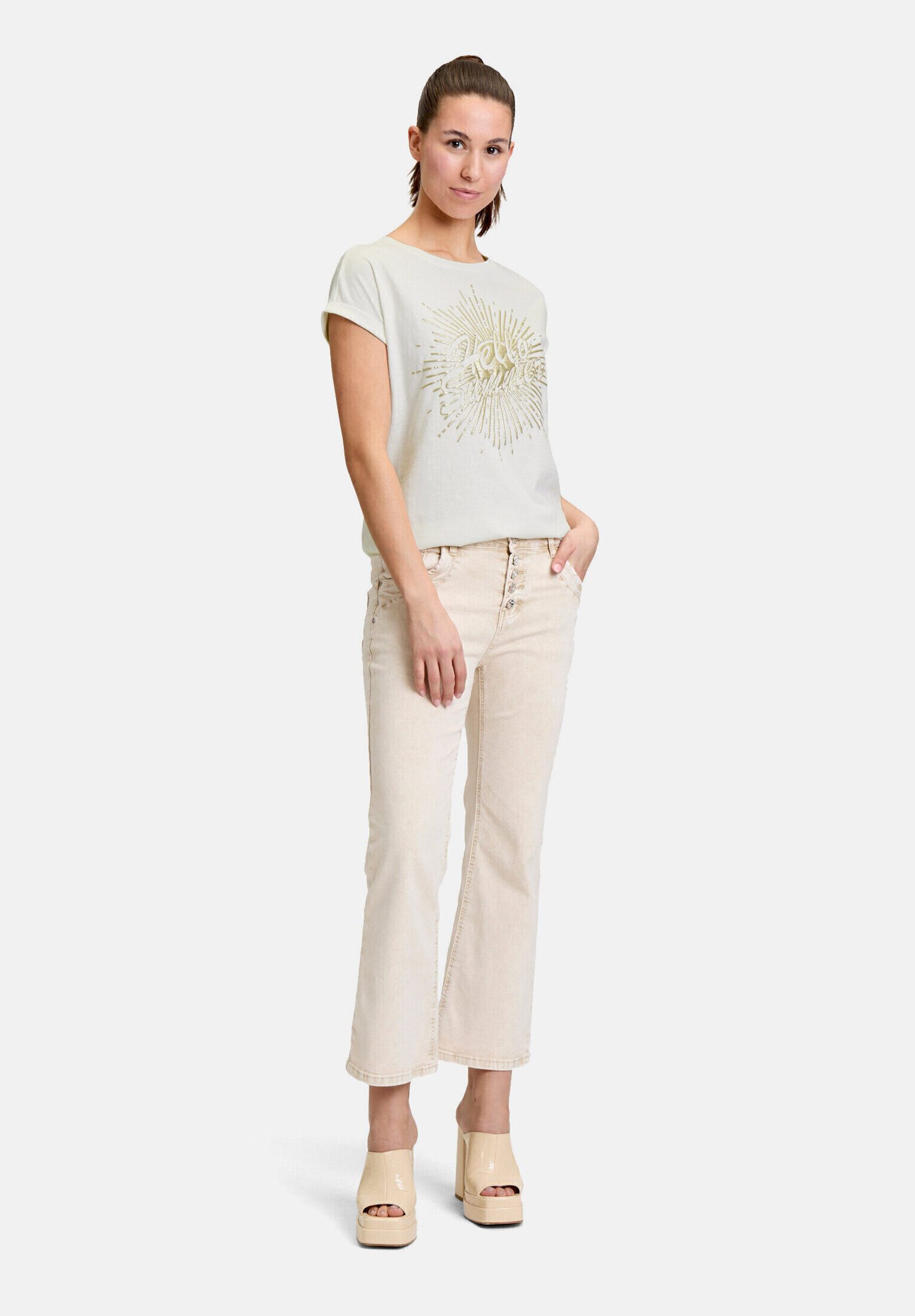 Cartoon Kurzarmshirt Damen mit Ärmelaufschlag (1-tlg) Placement