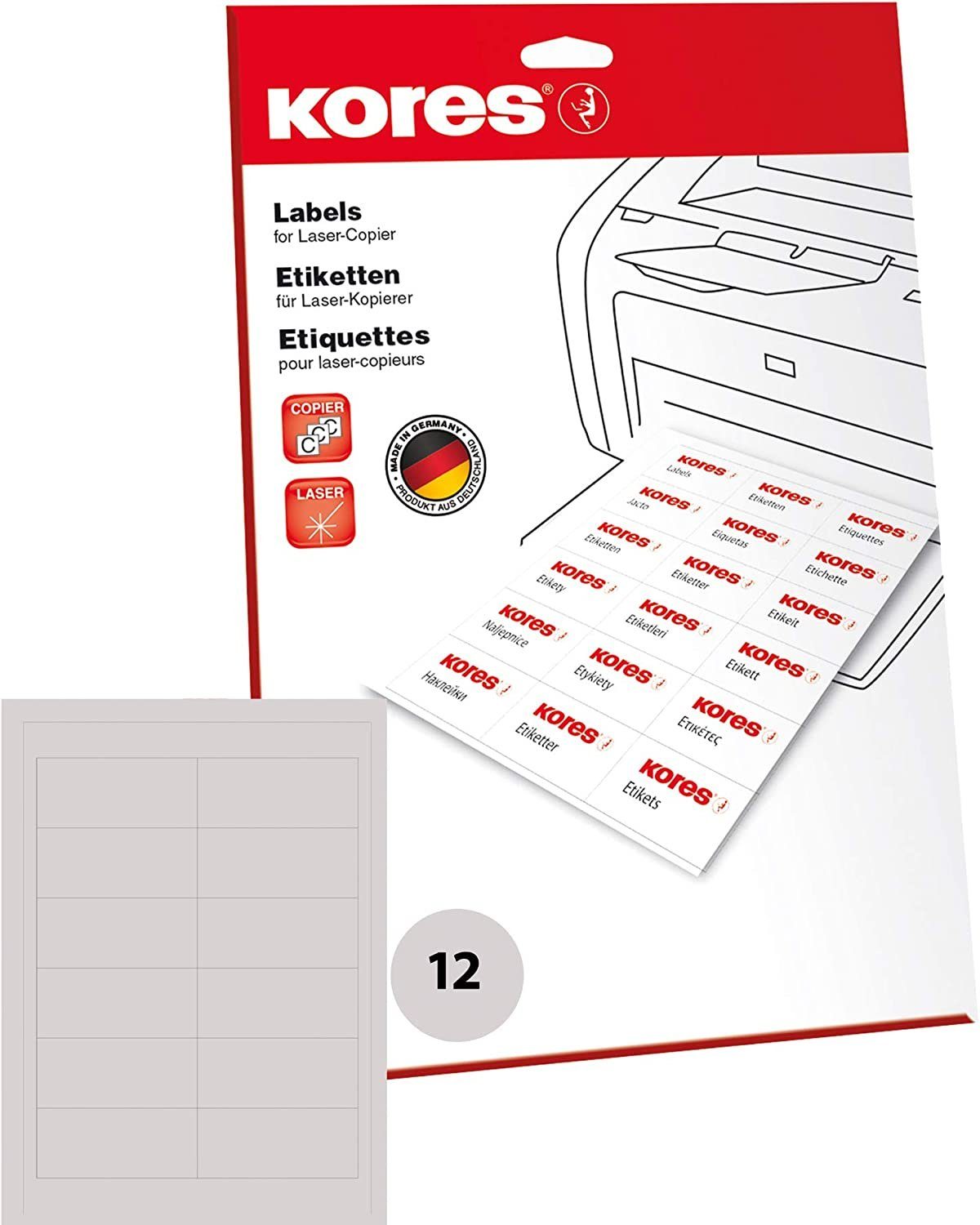 KORES Etiketten Kores Universal-Etiketten, 97 x 42,3 mm, weiß, 25 Blatt