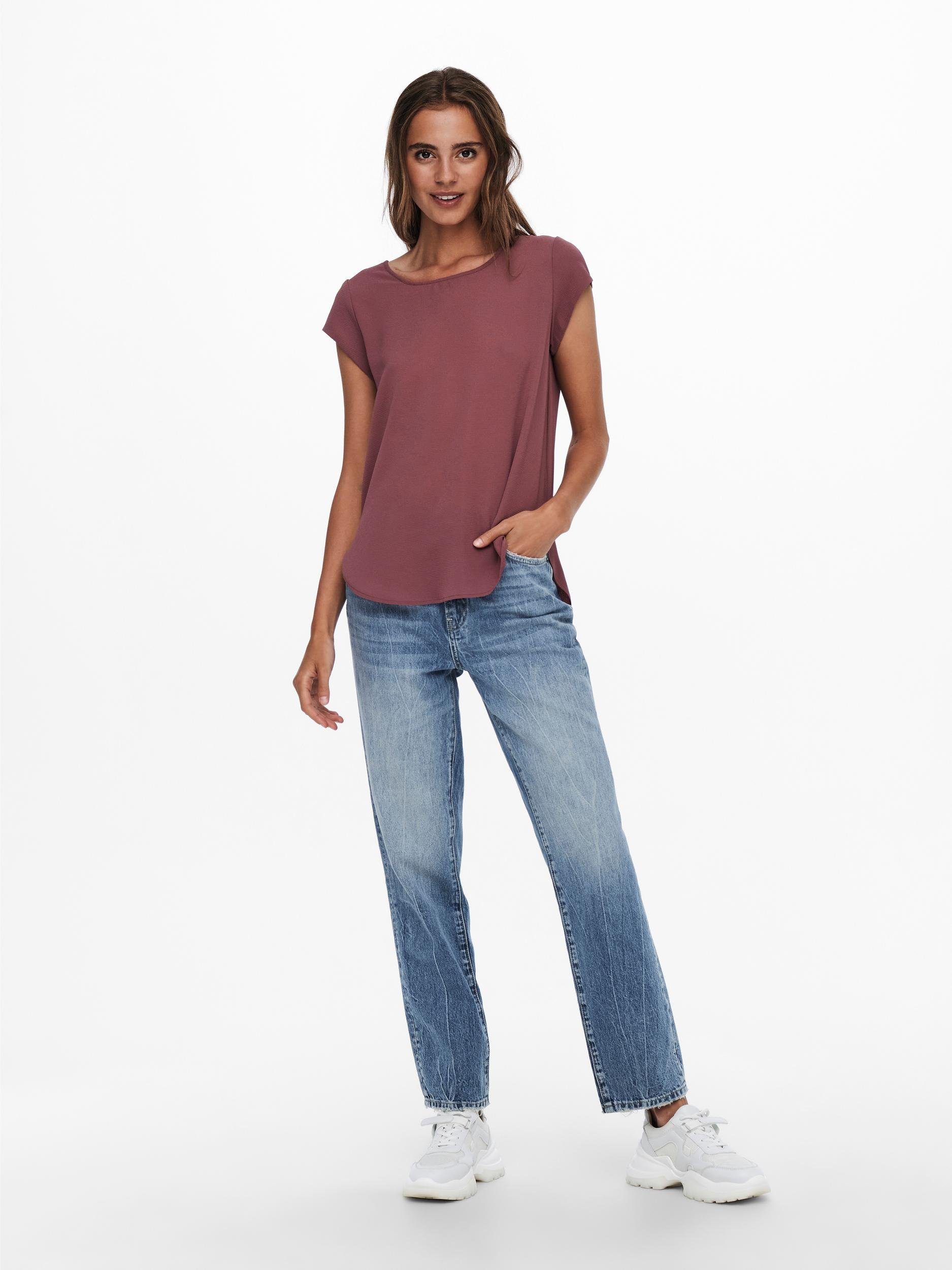 ONLY Kurzarmbluse ONLVIC – feminines Blusenshirt in lockerer Form Materialmix, regular fit