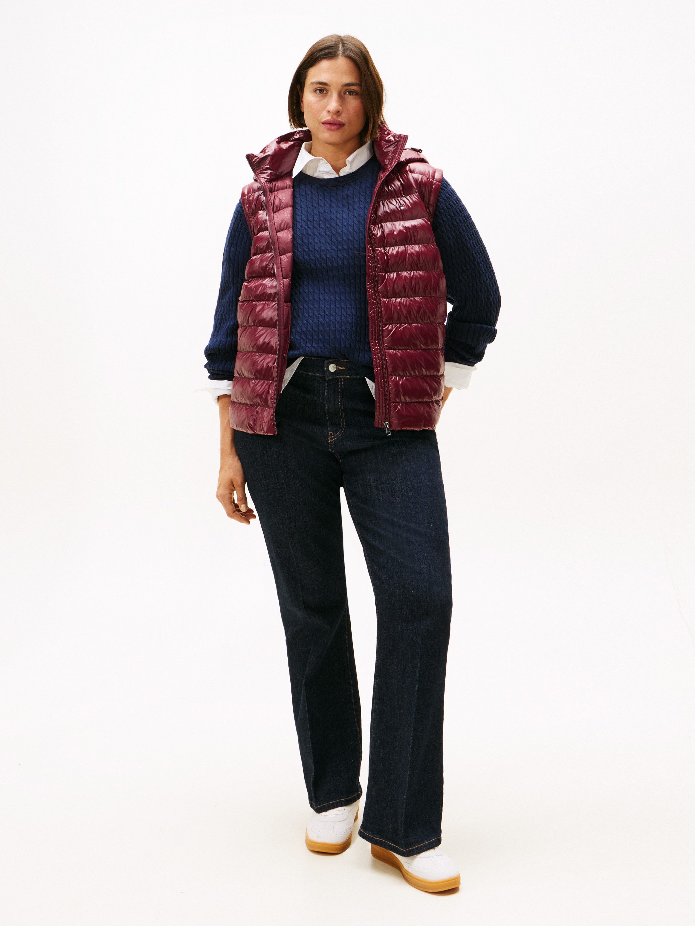Tommy Hilfiger Curve Steppweste CRV LW PADDED SLIM VEST in großen Größen, mit Kapuze