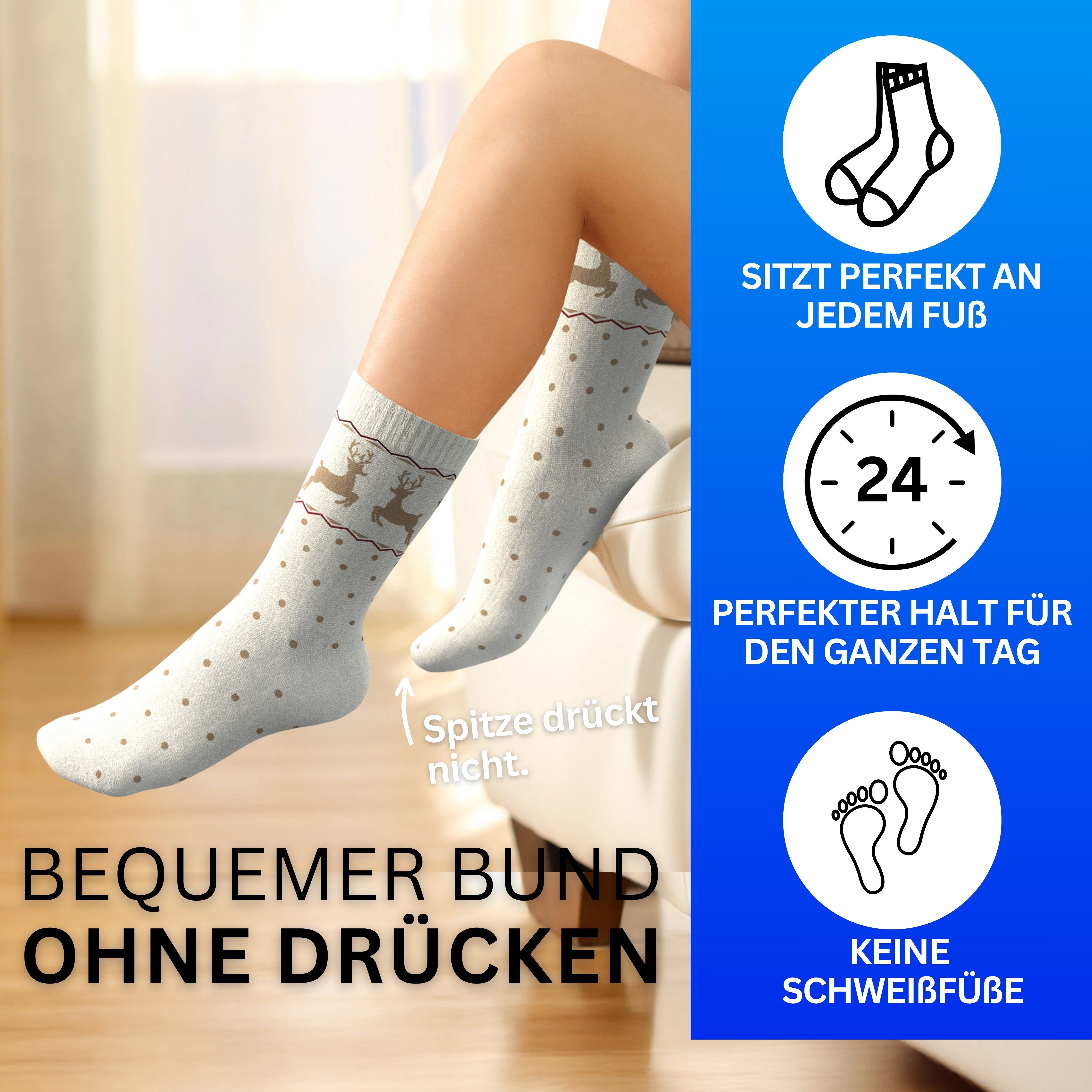 MEDOLY Thermosocken Damen Wintersocken mit 85% Baumwolle (6er Pack) Vollfrottee für extra Wärme
