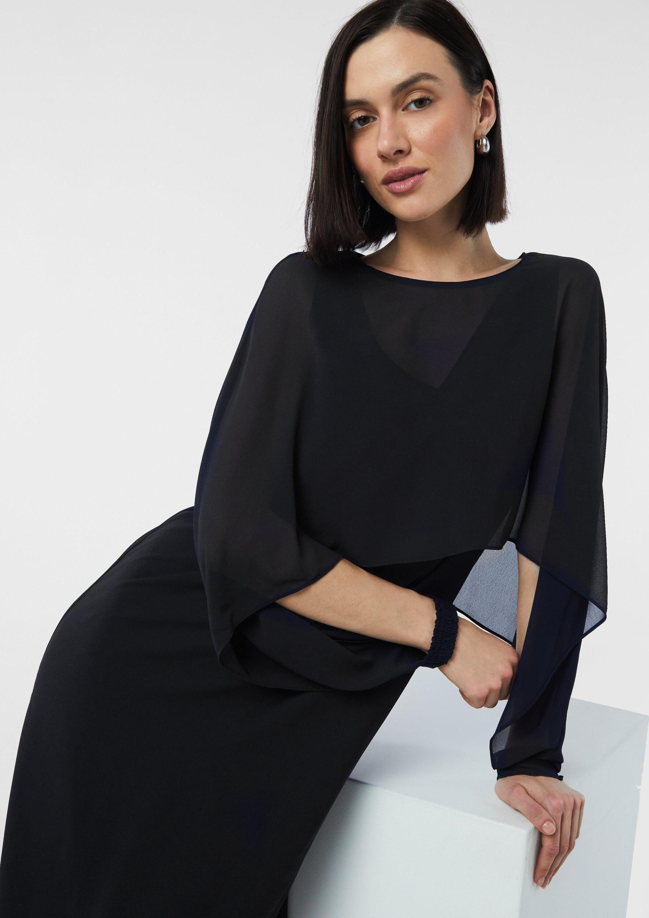 comma Maxikleid Kleid Langes Chiffon-Kleid mit raffiniertem Layering