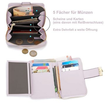 TAN.TOMI Geldbörse Damen-Geldbörse, Kleine Mini-Kompakt-Geldbörse Münztasche, viele Fächer, Münzfach mit extra Dehnfalt