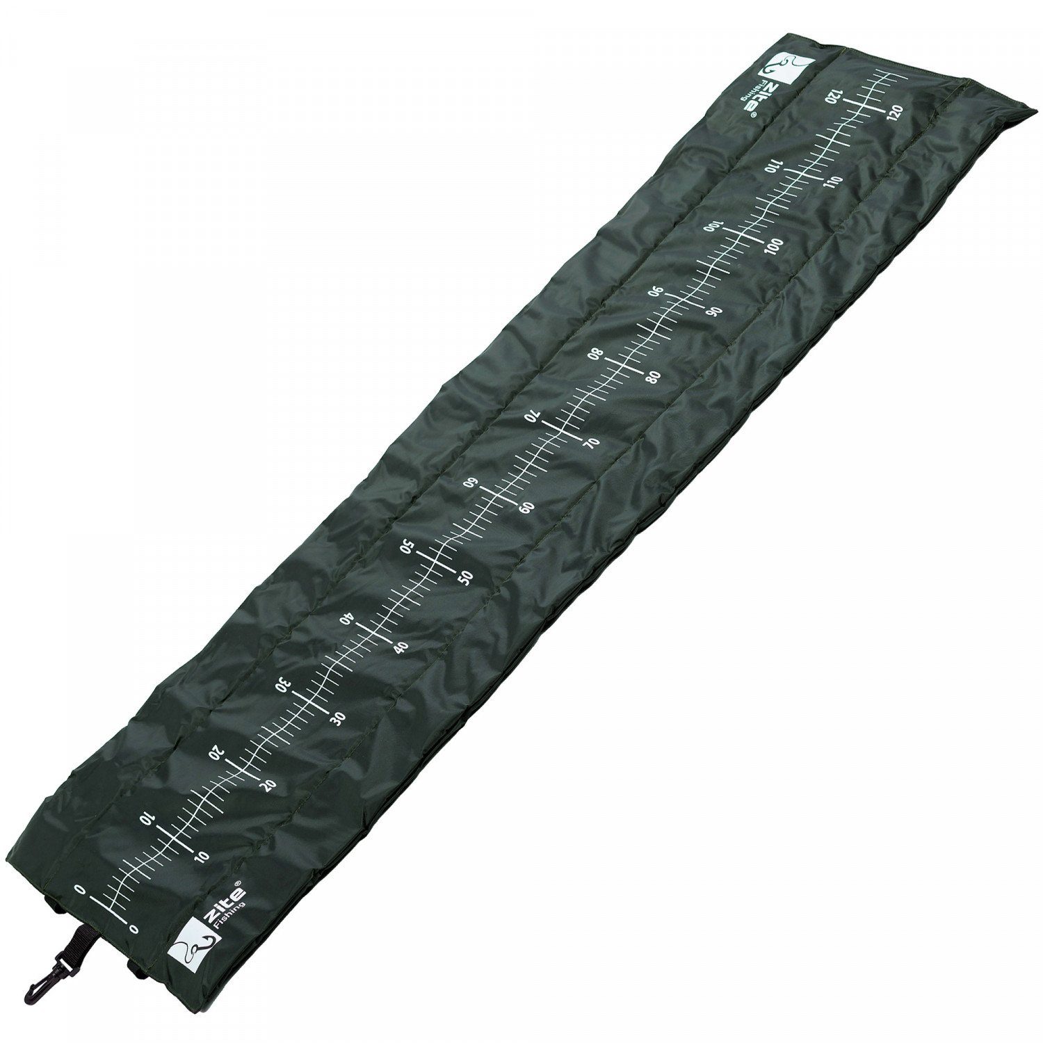 Zite Sportmatte Raubfisch Abhakmatte für das Raubfischangeln auf Hechte & Zander, 130 x 40 cm aufgedrucktes Maßband mit einer Messskala von 125 cm