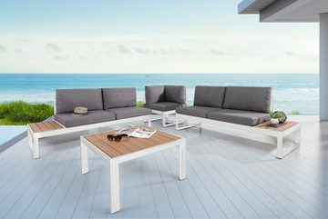 riess-ambiente Sitzgruppe PALM BEACH LOUNGE 247cm weiß / natur, Garten · Gartenmöbelset · inkl. Tisch und Kissen