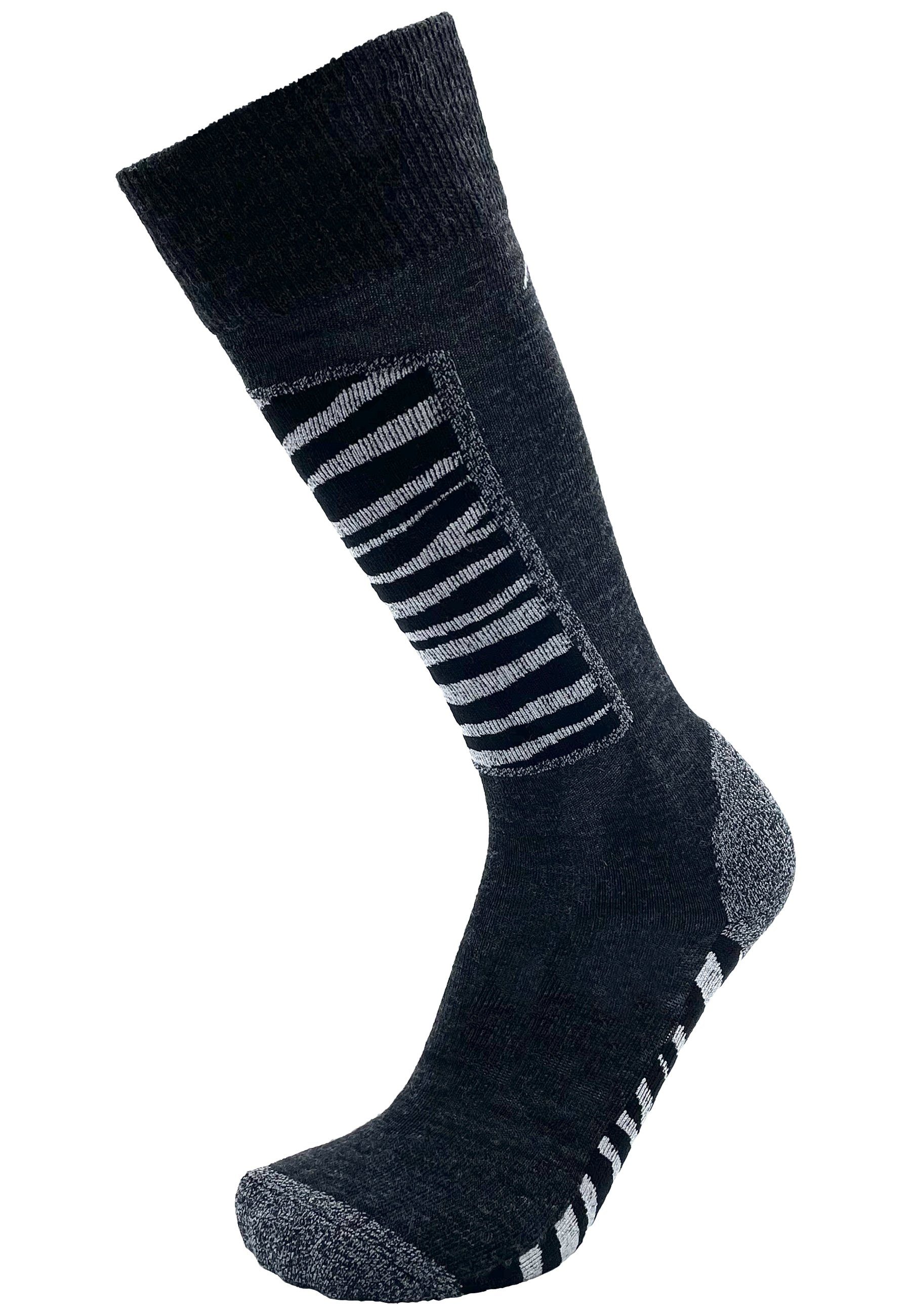 DRASSN Skisocken Fahrenberg Herren und Damen (1-Paar) aus Merino Wolle, gepolstertes und abriebfestes Schienbein-Pad