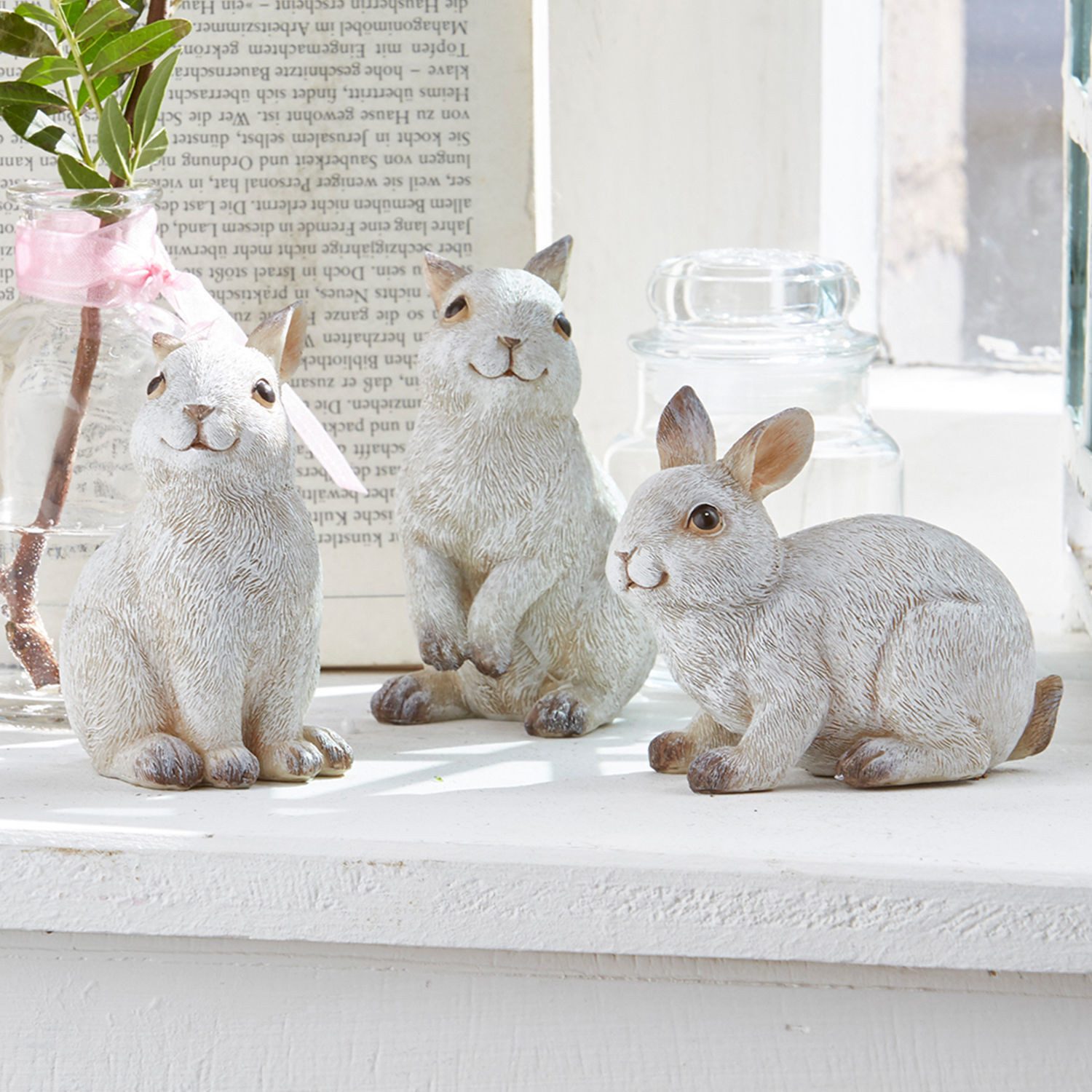 Mirabeau Osterfigur Hase 3er Set Anthony weiß