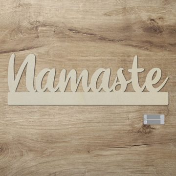 Namofactur LED Dekolicht Namaste - Dekoobjekt aus Holz mit Namaste-Schriftzug, Ohne Zugschalter, Wanddekoobjekt Wohnzimmer Leuchte batteriebetrieben