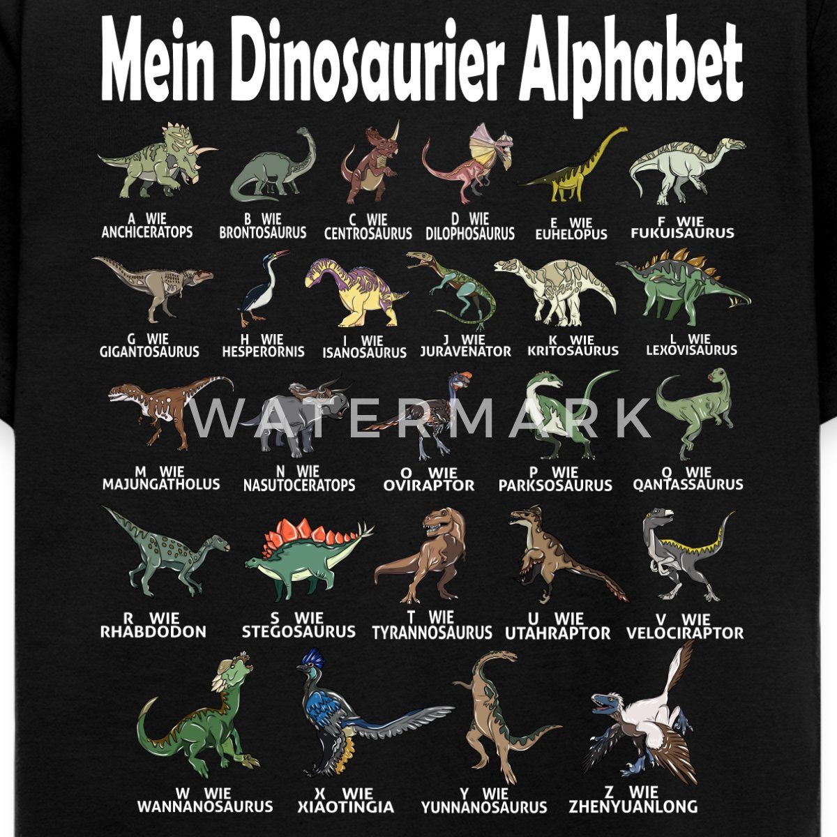 Spreadshirt T-Shirt Dinosaurier Alphabet Schulanfang Kinder T-Shirt (1-tlg)