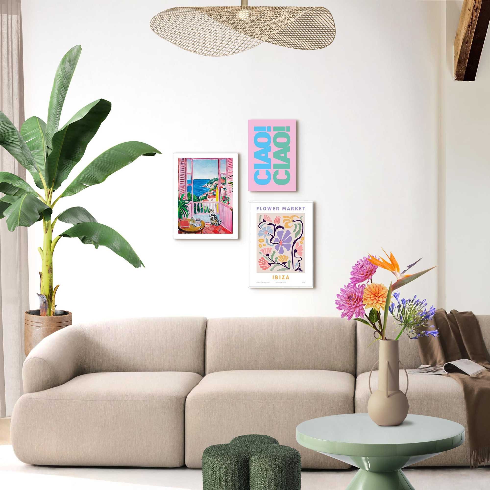 Reinders! Bild mit Rahmen Sommer auf See, Städte (3 St), Hobbyraum - Rosa - MDF - Städte und Länder - 30x40 cm