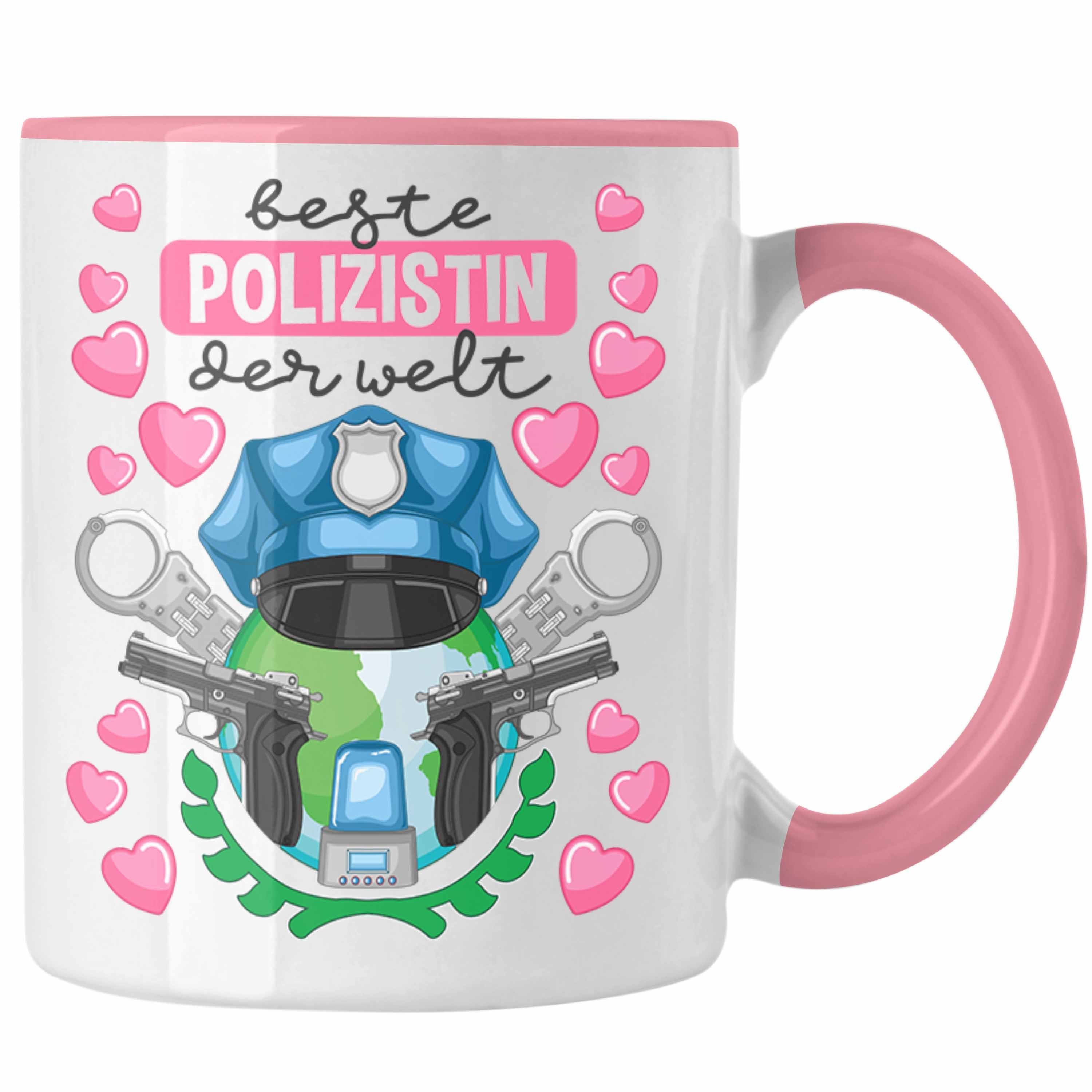 Trendation Tasse Trendation - Beste Polizistin Geschenk Tasse mit Spruch Geschenke Polizei Frauen Lustig Blaulichtmilieu Rosa