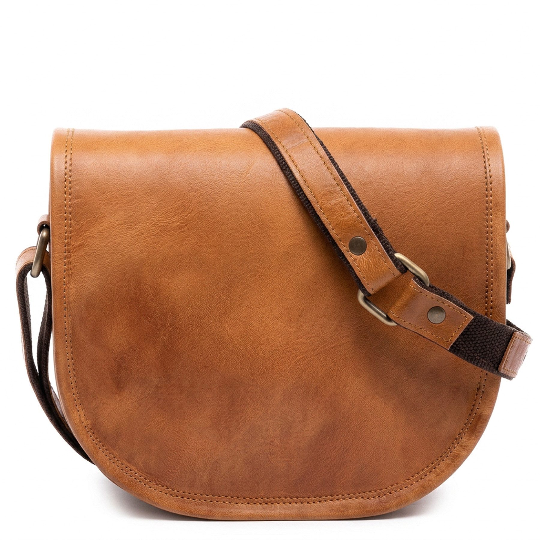SID & VAIN Umhängetasche echt Leder Crossbody Bag HAZEL groß braun Schultertasche, Crossbody bag Echtleder für Damen, Umhängetasche vintage-hellbraun
