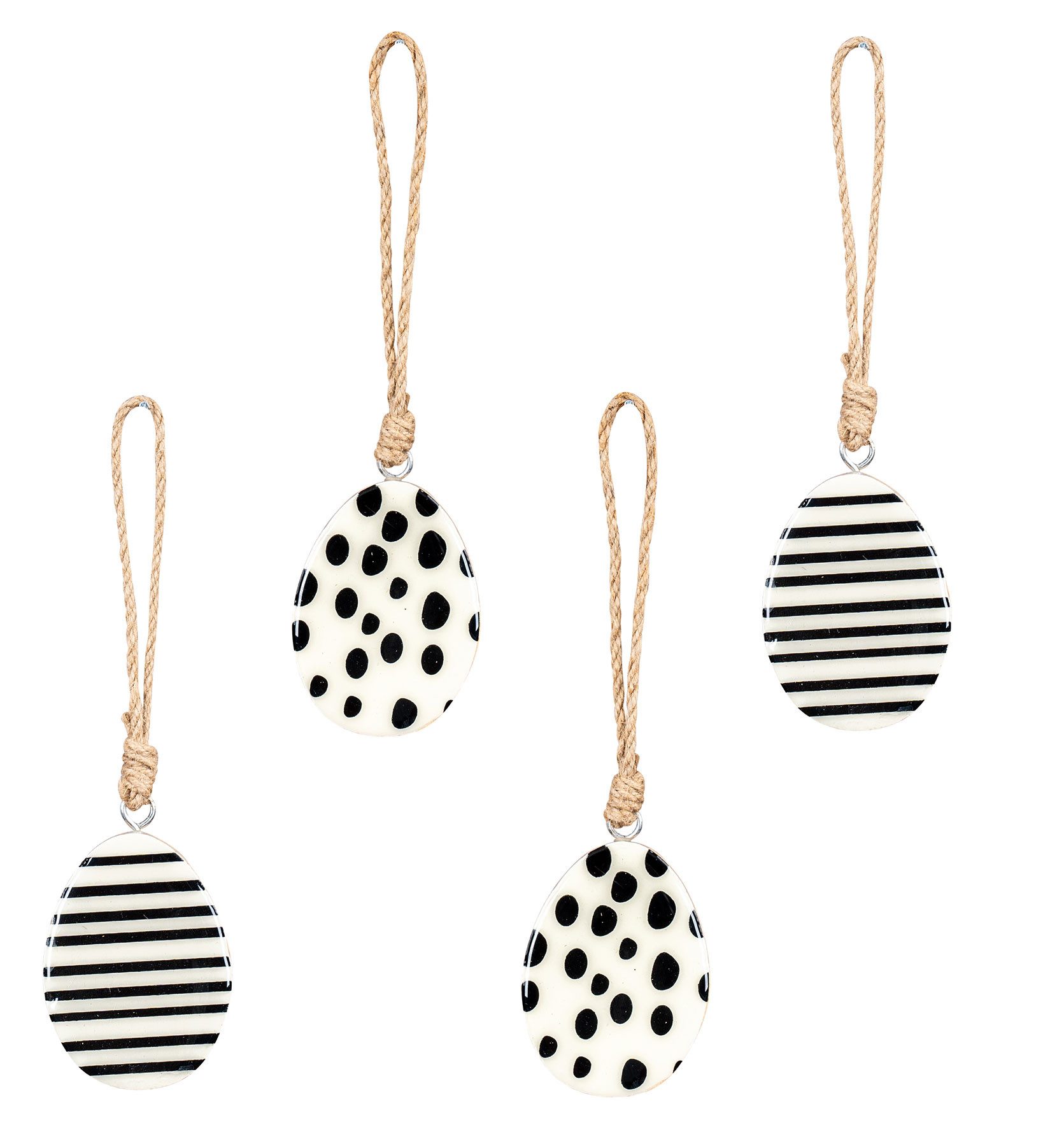 Levandeo® Osterei, 4er Set Ostereier Schwarz Weiß Deko H22cm Holz Osterdeko
