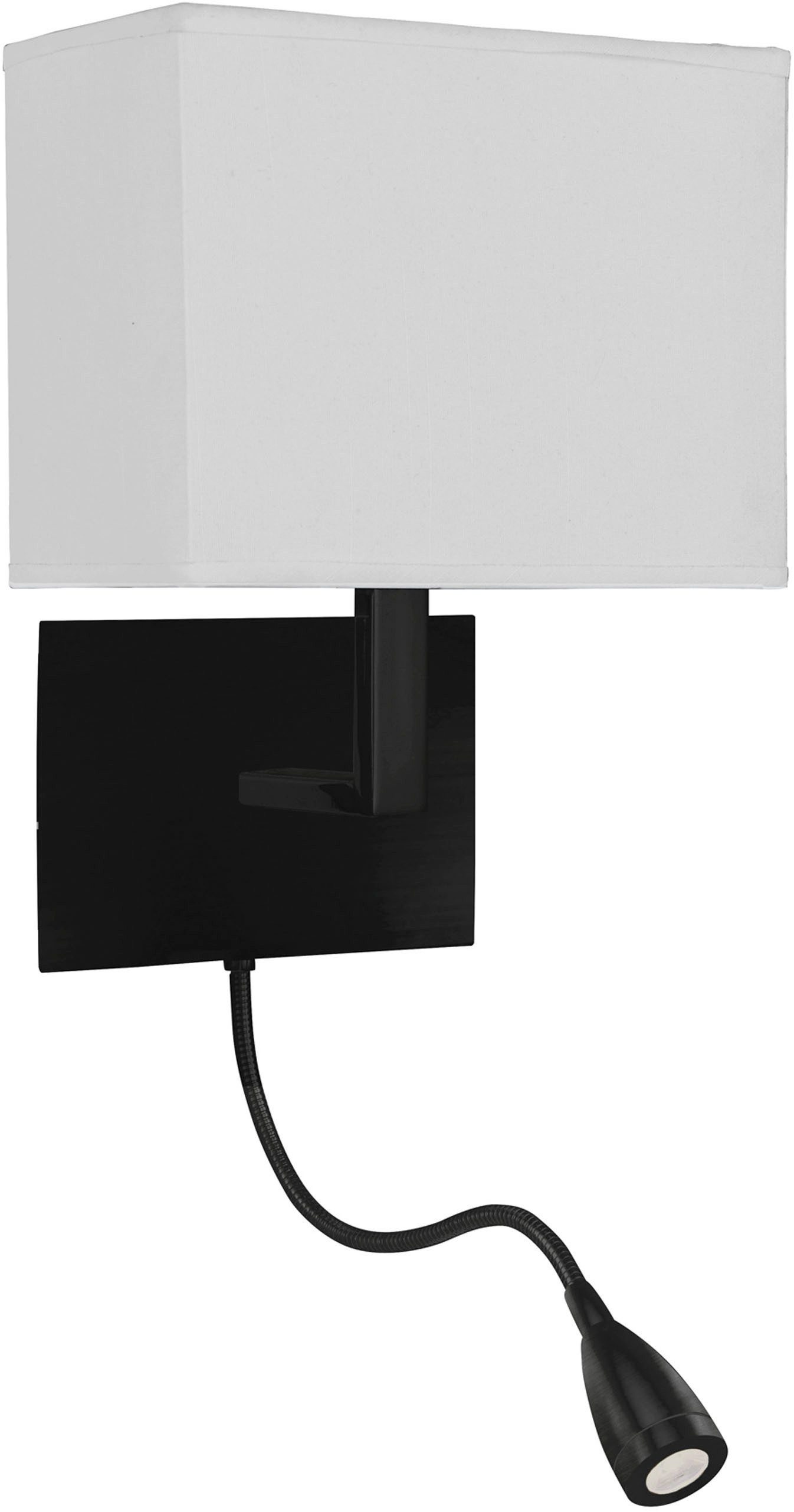 Searchlight Wandleuchte Hotelwandlampe mit LED-Leselampe - Metall und Stoffschirm, ohne Leuchtmittel