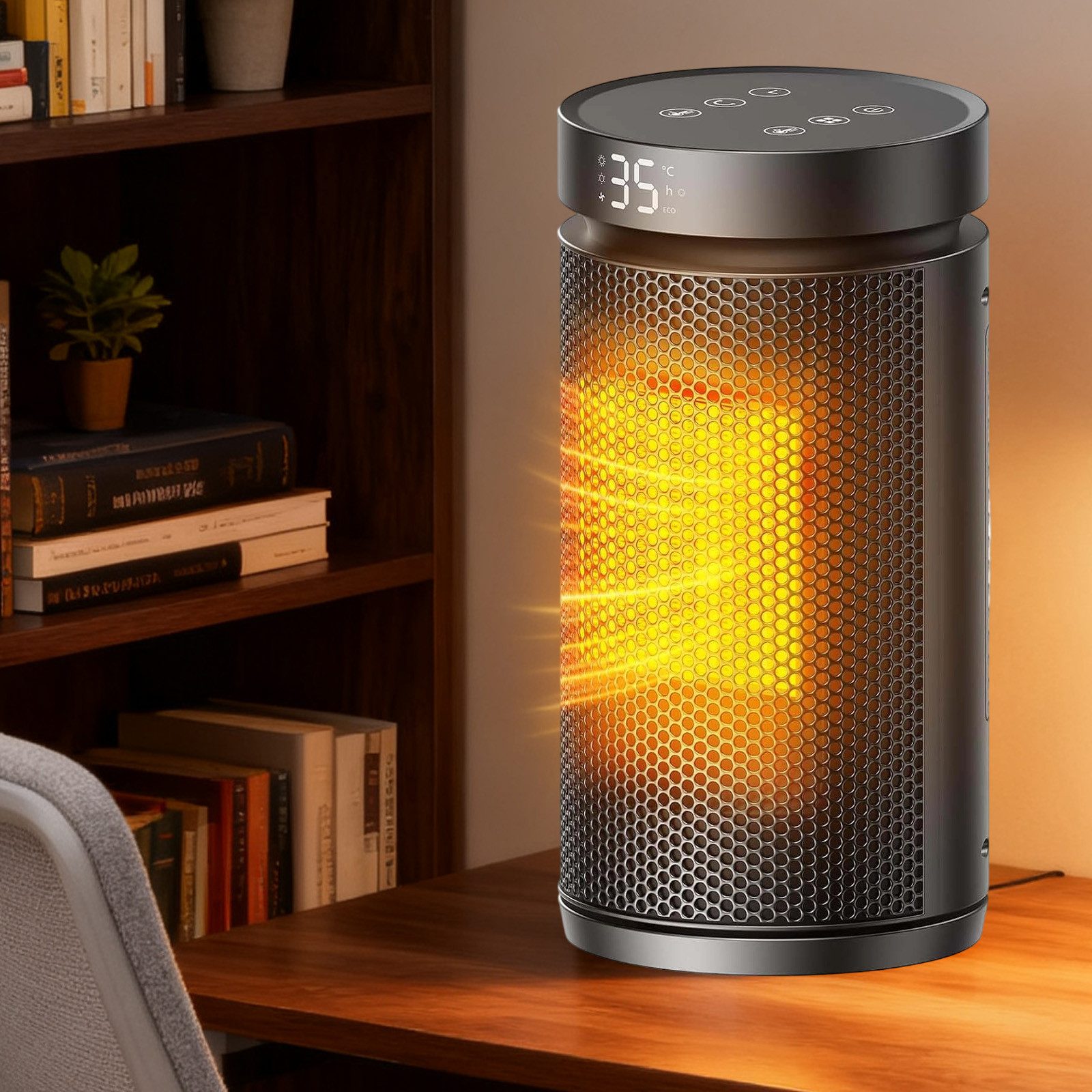 OKWISH Heizlüfter Haushaltsheizgerät Elektroheizer Mini-Heizlüfter Raumheizer, 3 Modi 2000W 75°-Schwenkfunktion für Schlafzimmer Büro und Wohnzimmer